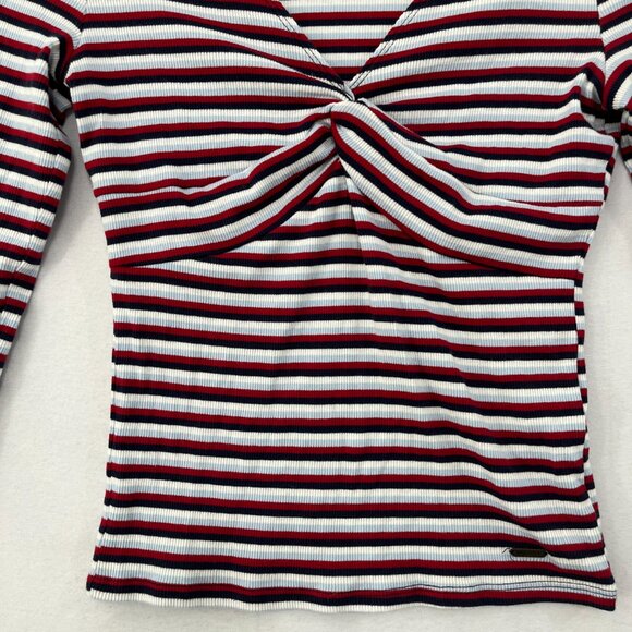 Hollister Top size Small Striped Twisted Front Rib Knit Fitted Y2K - Picture 3 of 8